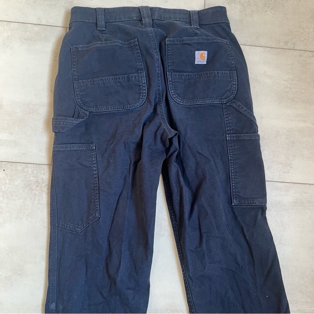 Carhartt Rugged Flex Loose Fit Canvas Work Pants Navy Blue BN2080-W Mens 31x31 - Picture 6 of 7